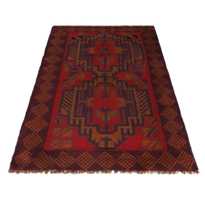 Baluchi Rug Handmade Red Geometric 2x4 ft