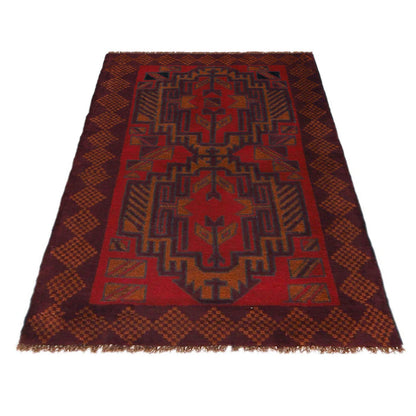 Baluchi Rug Handmade Red Geometric 2x4 ft