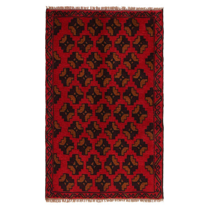 Baluchi Rug Handmade Red Geometric 2x4 ft