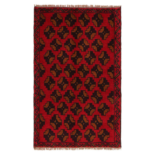 Baluchi Rug Handmade Red Geometric 2x4 ft