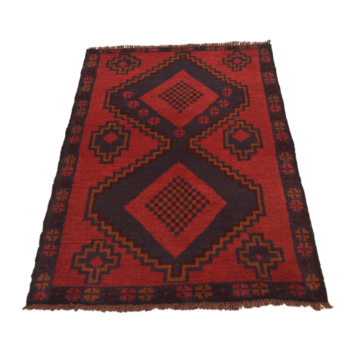 Baluchi Rug Handmade Red Geometric 3x5 ft