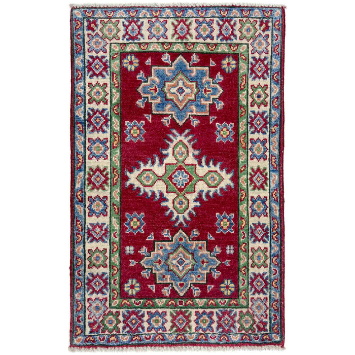 Kazak Rug Handmade Red Medallion 2 x 3 ft
