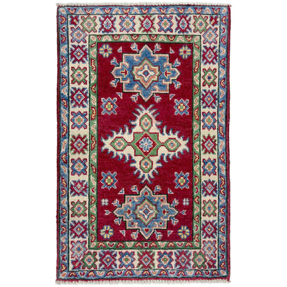Kazak Rug Handmade Red Medallion 2 x 3 ft