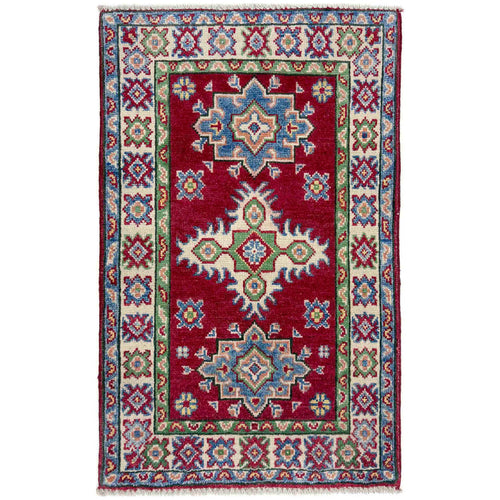 Kazak Rug Handmade Red Medallion 2 x 3 ft