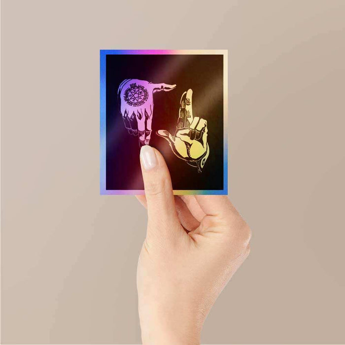 Hand Sign Full metal Holographic Stickers - Holographic stickers | STICK IT UP