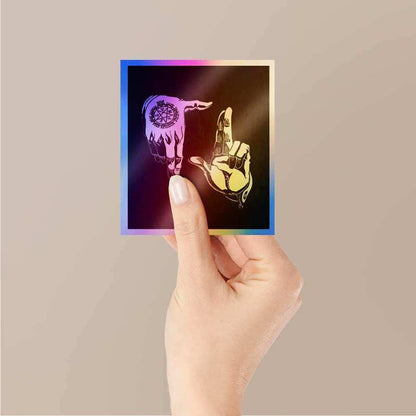 Hand Sign Full metal Holographic Stickers - Holographic stickers | STICK IT UP