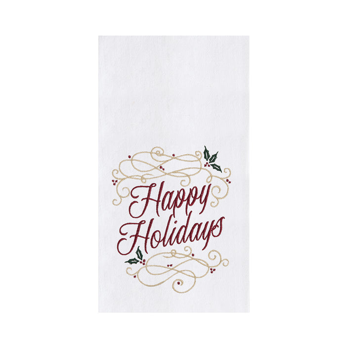 A Happy Holidays Swirl Flour Sack Kitchen Towel.