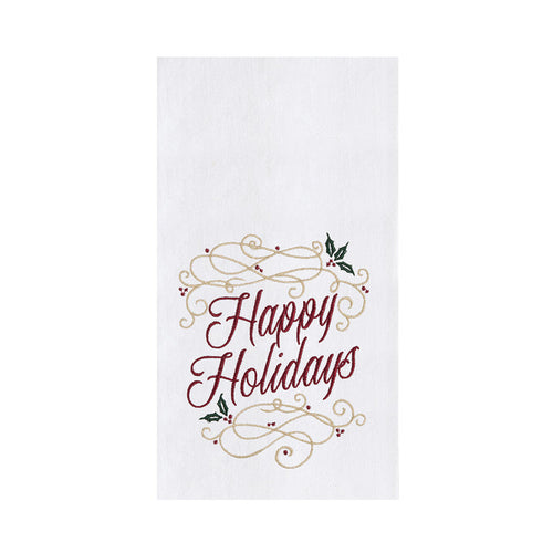 A Happy Holidays Swirl Flour Sack Kitchen Towel.