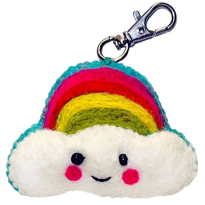 Happy Rainbow Felt Keychain