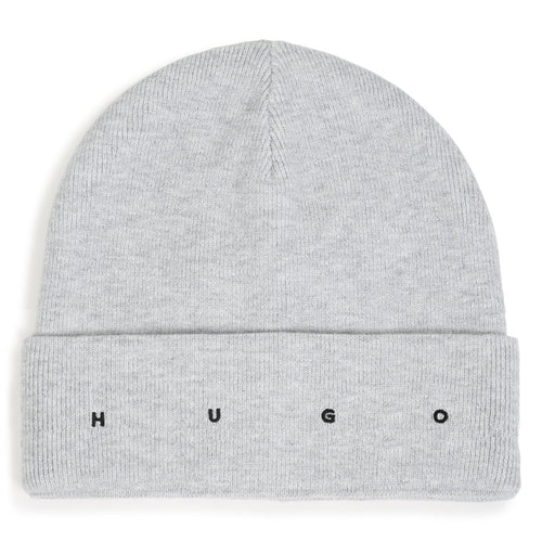 hat embroidered logo knit beanie - chine grey-a32