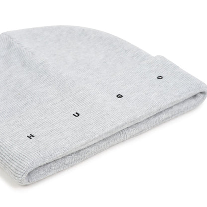 hat embroidered logo knit beanie - chine grey-a32