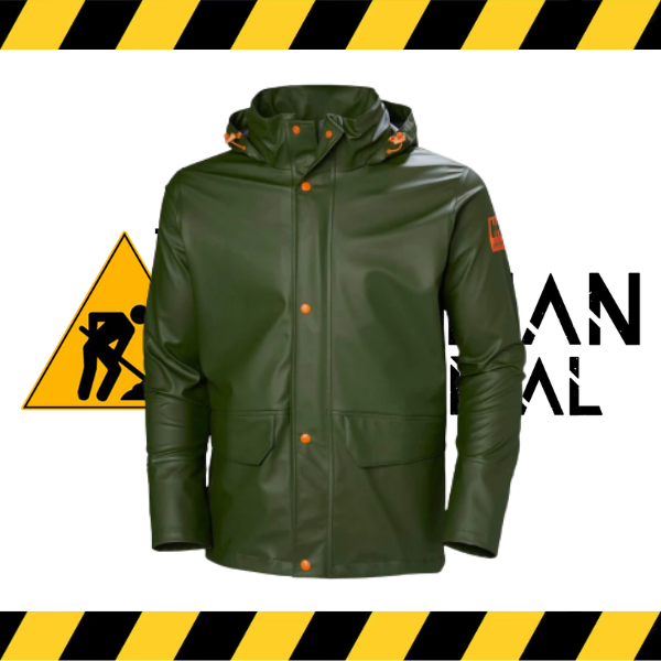 The olive green Helly Hansen Gale waterproof rain jacket.