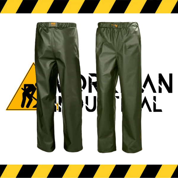 Helly Hansen Gale waterproof rain pants in olive green.