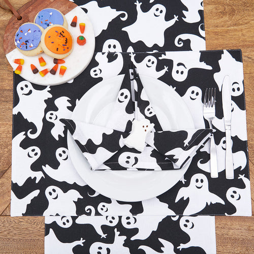 Hey Boo Table Linens table linens displayed as a coordinated tabletop setting.