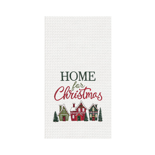 A Home For Christmas Village Waffle Weave Kitchen Towel.