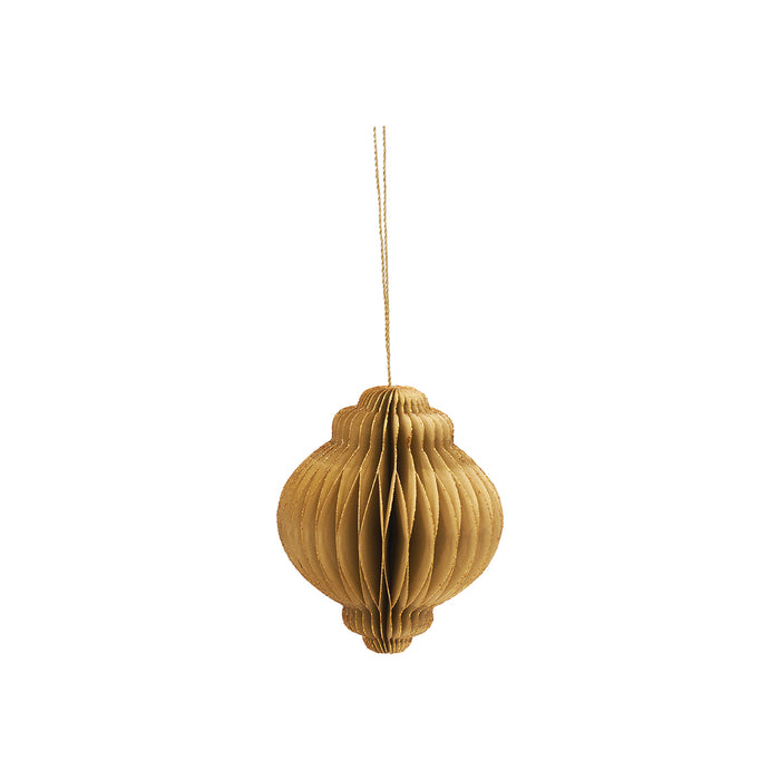 A Honeycomb Paper Ochre Ornament.