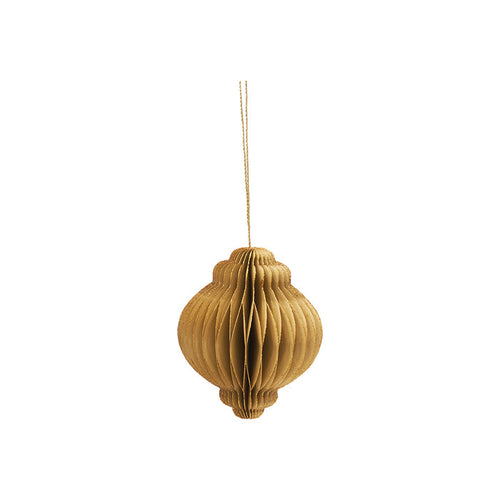 A Honeycomb Paper Ochre Ornament.