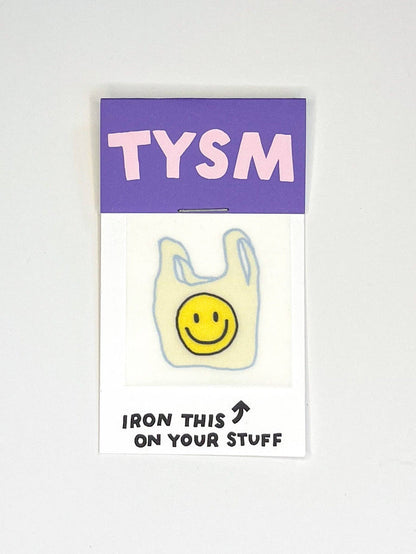 Hot Dang Press - Thank You Smiley Shopping Bag L'il Something Iron-On Card