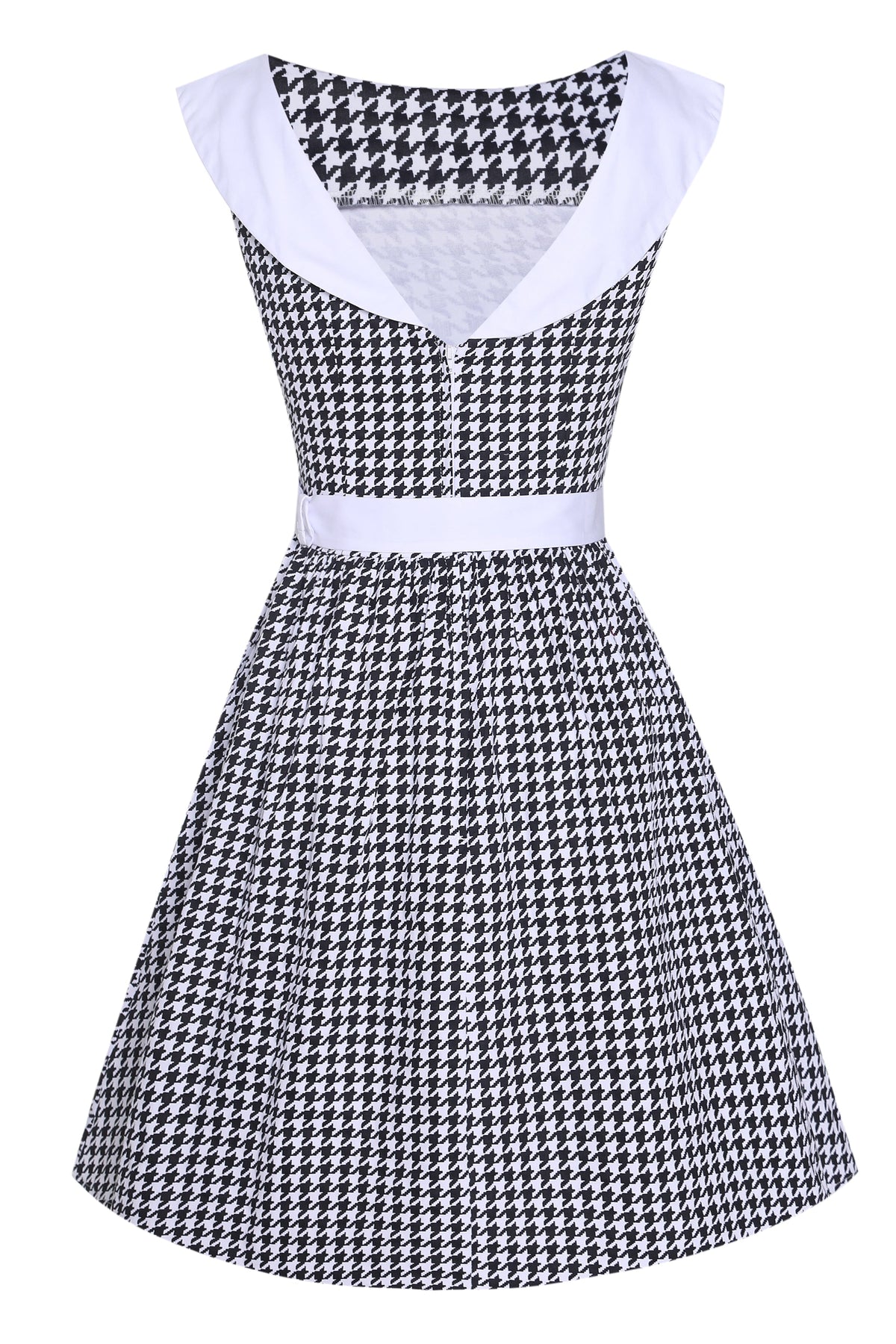 Cindy Houndstooth Roll Collar Dress