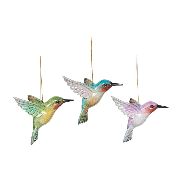 A set of Hummingbird ornaments.