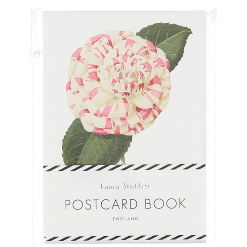 The In Bloom Postcard Book in retail Packaging, the stack of illustrated cards stacked in a plastic sleeve.