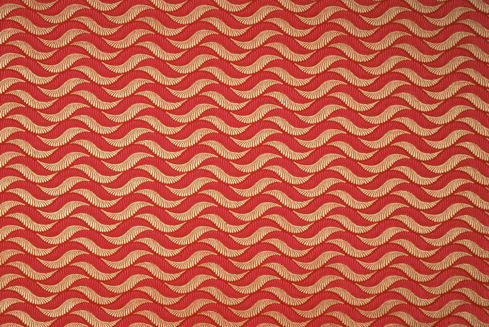 Indian Print Rippling Feathers Red & Gold