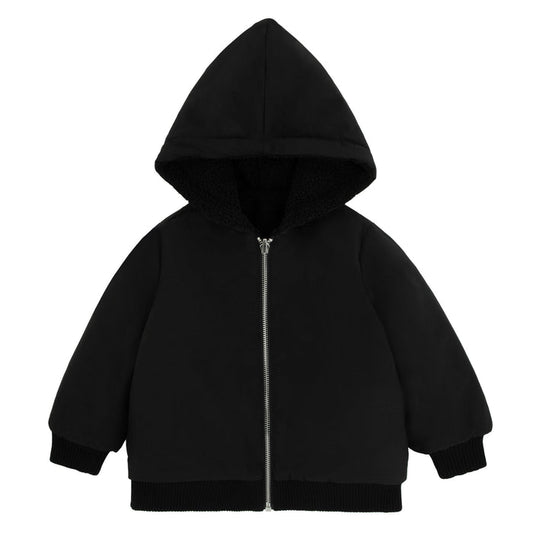 jacket sherpa lined with hood - black