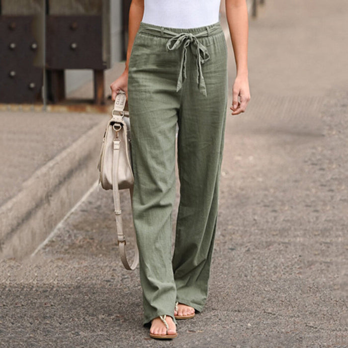 Jane | Women's Wide Leg Pants Drawstring High Waist Casual