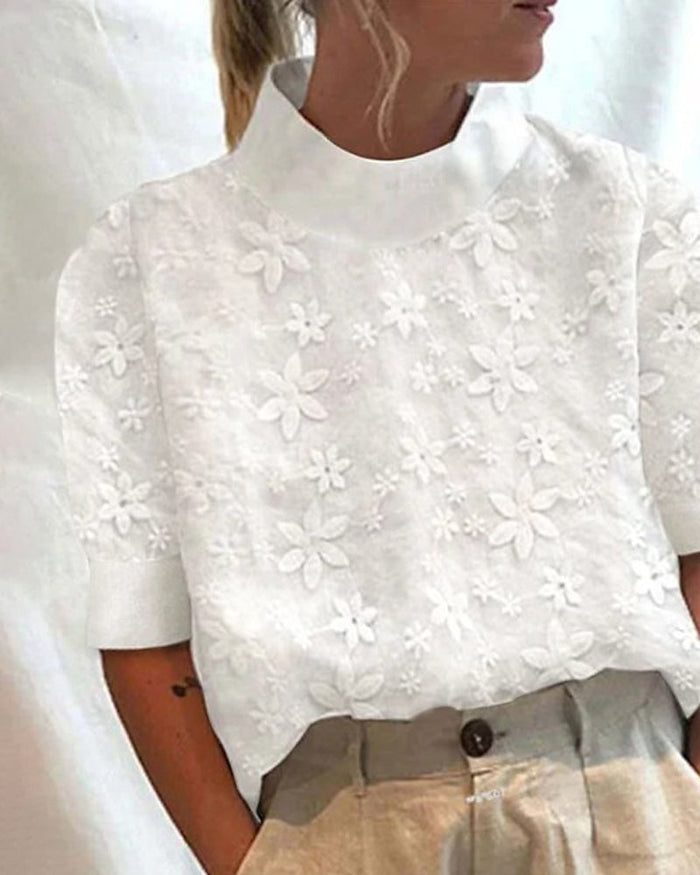 Julia™ | Floral Solid Stand-Up Collar