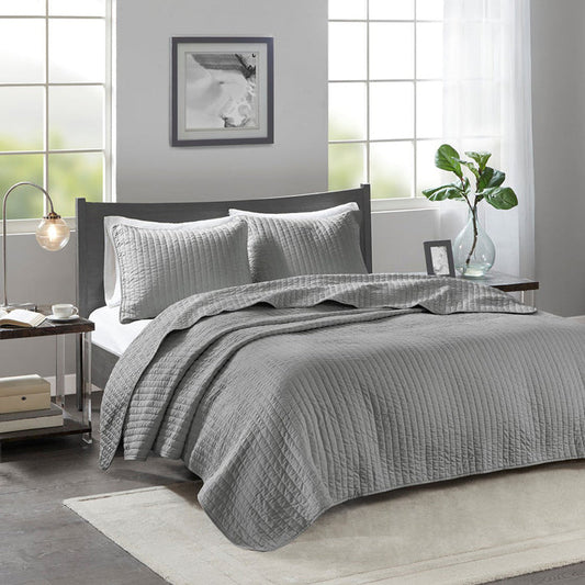 keaton gray coverlet set from JLA Home and Fabrics