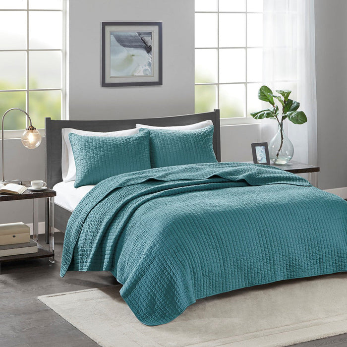 keaton teal coverlet set from JLA Home and Fabrics