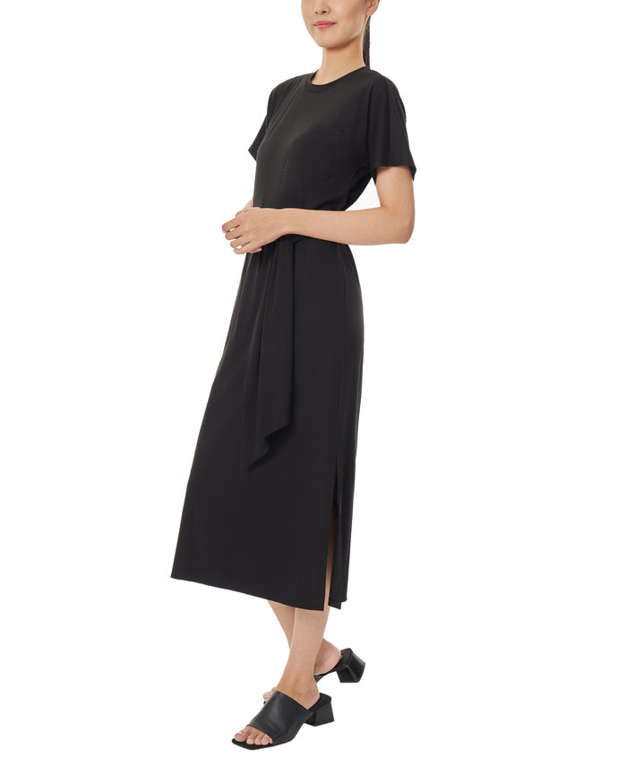 Knit Shirt Dress with Waist Tie