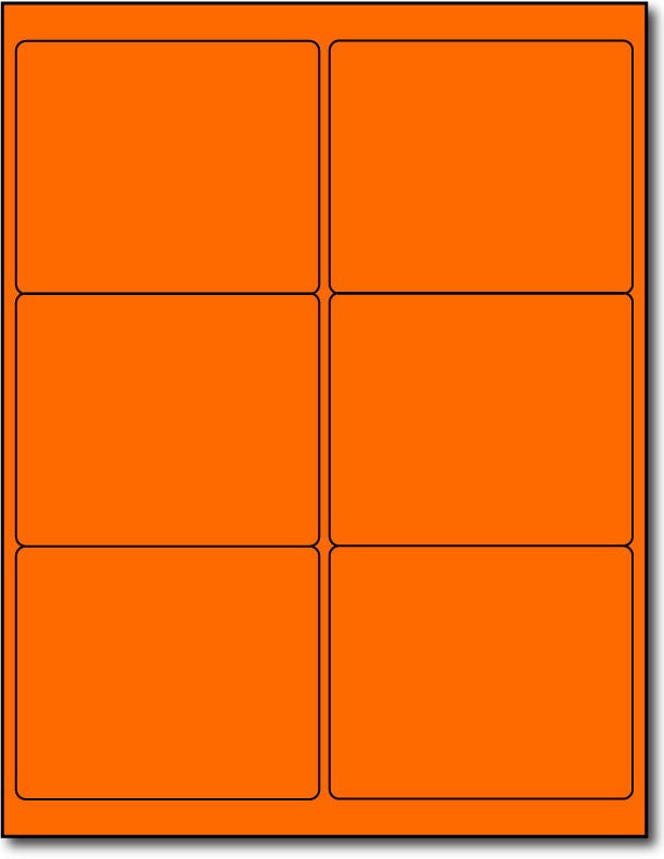 Adhesive Orange Fluorescent shipping Labels, measure (4" x 3 1/3") , compatible  with inkjet and laser, matte both sides