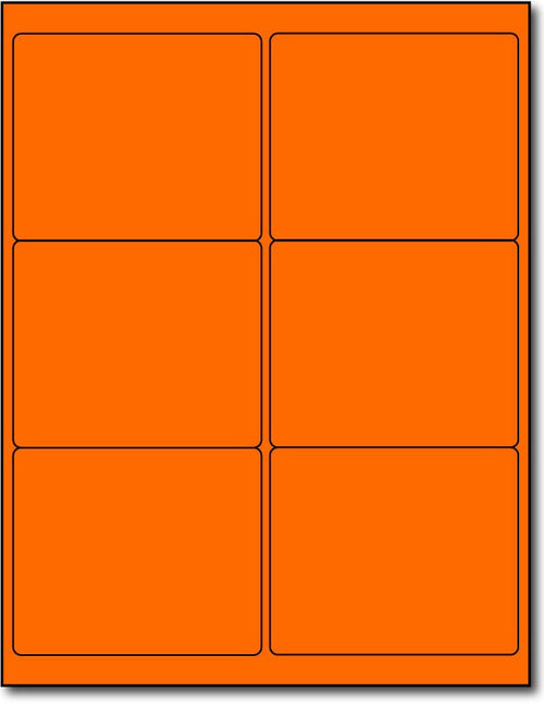 Adhesive Orange Fluorescent shipping Labels, measure (4" x 3 1/3") , compatible  with inkjet and laser, matte both sides