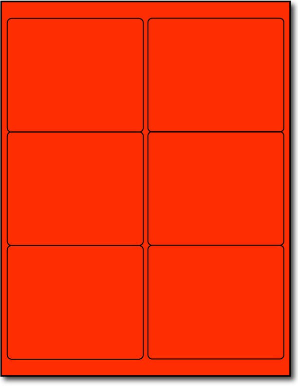 Adhesive Red Fluorescent shipping Labels, measure (4" x 3 1/3") , compatible  with copier, inkjet and laser, matte both sides