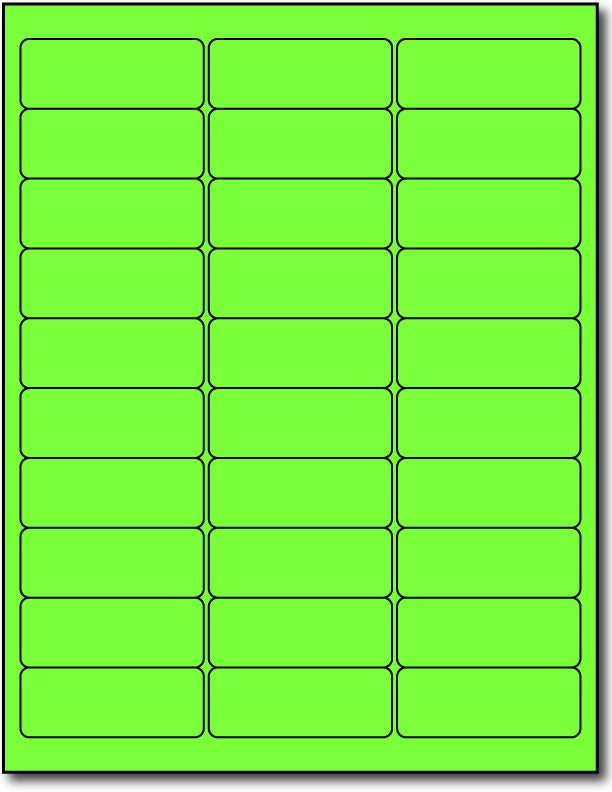 Adhesive Bright Fluorescent Green Address Labels, measure (2 5/8" x 1") , compatible  with inkjet and laser, matte both sides