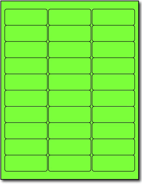 Adhesive Bright Fluorescent Green Address Labels, measure (2 5/8" x 1") , compatible  with inkjet and laser, matte both sides