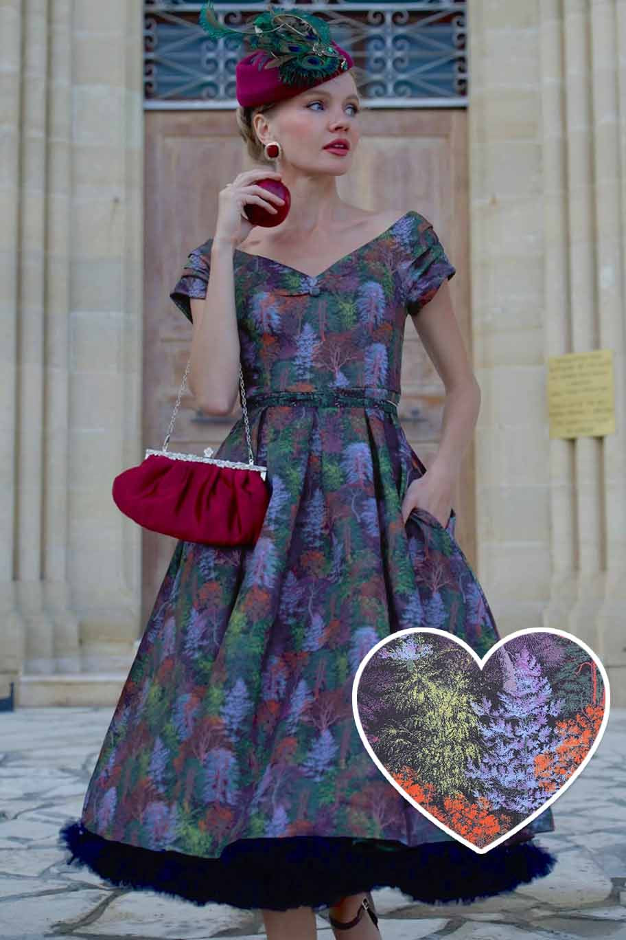 Lily Autumn Foliage Off Shoulder Dress