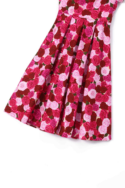 Lily Pink Rose Garden Off Shoulder Dress