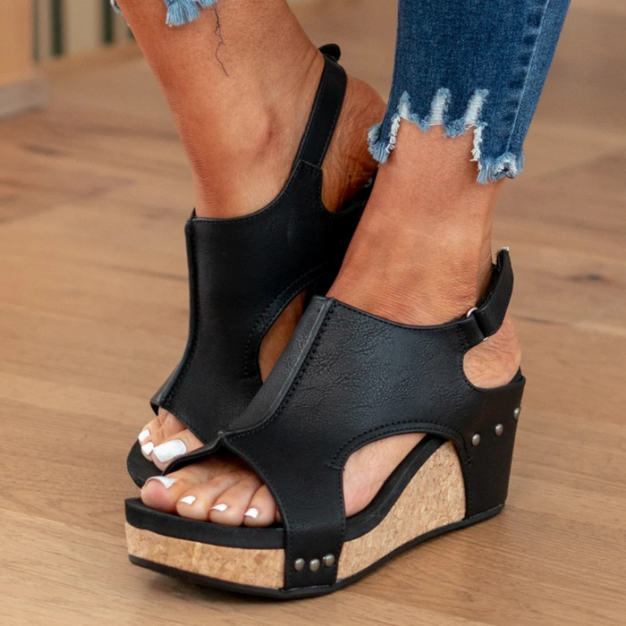 Linda™ | Suede Wedge Sandals