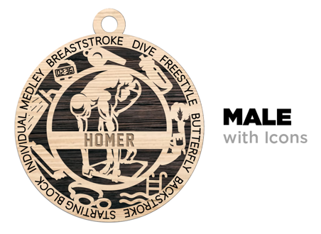 LN BOYS SWIM & DIVE CUSTOM PERSONALIZED SPORTS ORNAMENT