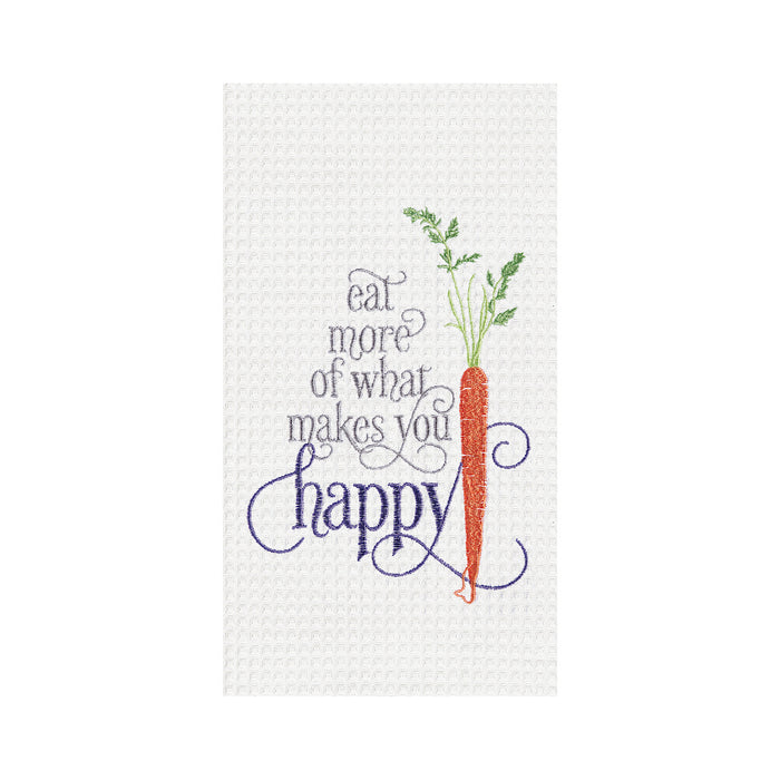 A Makes You Happy Waffle Weave Kitchen Towel.