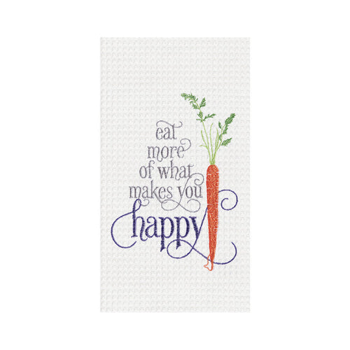 A Makes You Happy Waffle Weave Kitchen Towel.