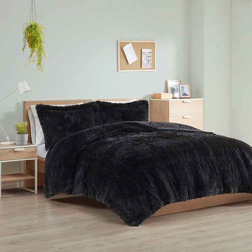 malea shaggy long fur comforter mini set from JLA Home and Fabrics