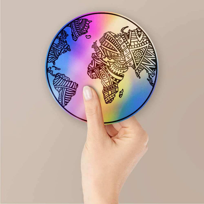 Mandala earth Holographic Stickers - Holographic stickers | STICK IT UP