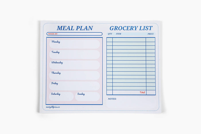 Marigold Press - Retro Diner Check Style Meal Planner & Grocery List Notepad