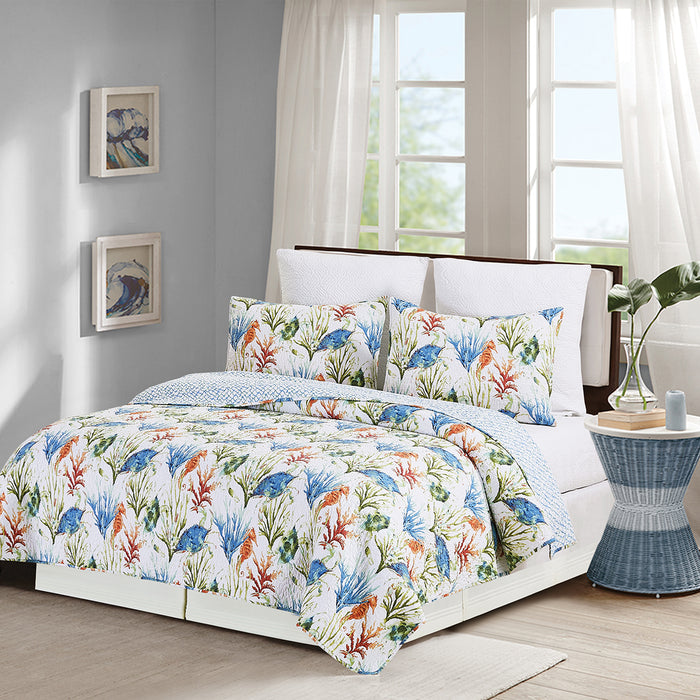 A Marino Quilt Set displayed on a made bed.
