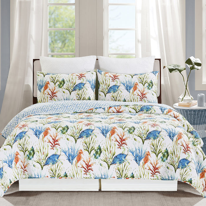 A Marino Quilt Set displayed on a made bed.