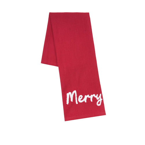 A merry woven towel.