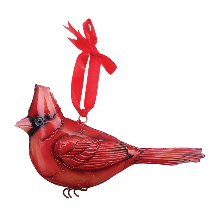 A Metal & Capiz Cardinal Ornament.